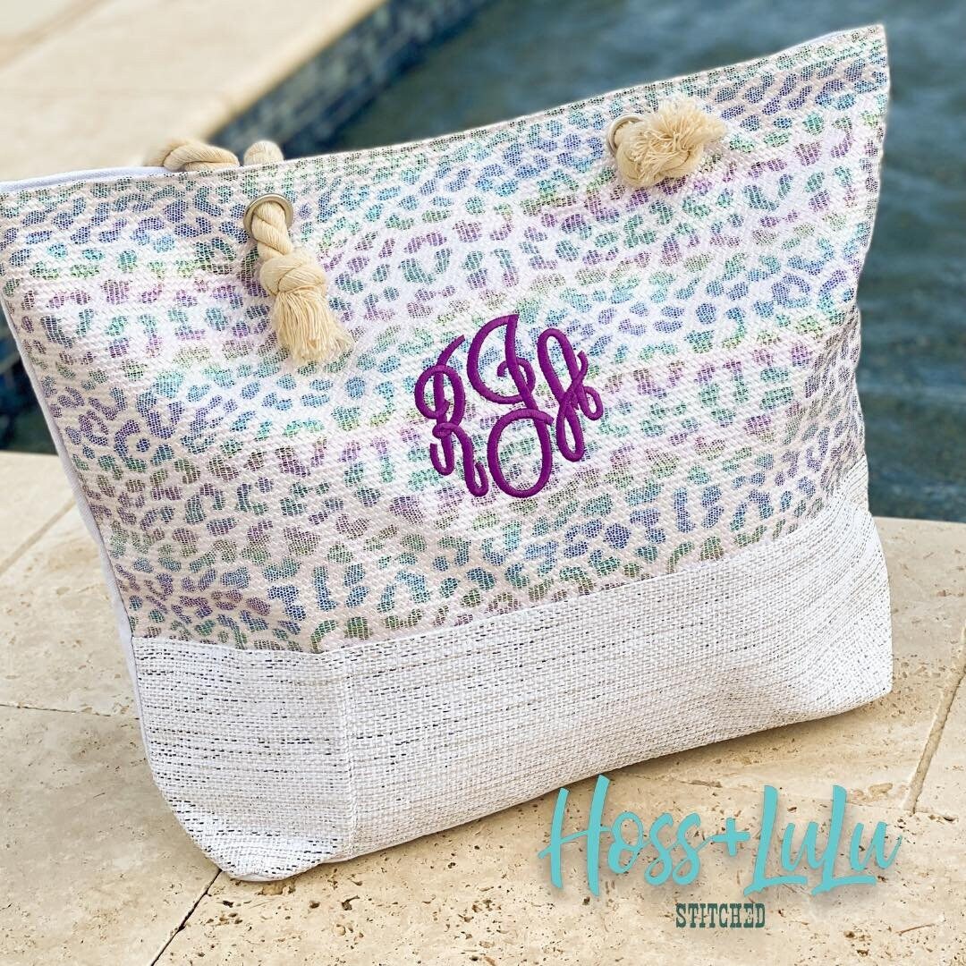 monogram leopard tote