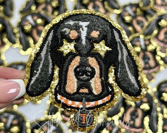 Grey Puppy Chenille Patch, Tennessee VOLS Mascot, Glitter Iron On