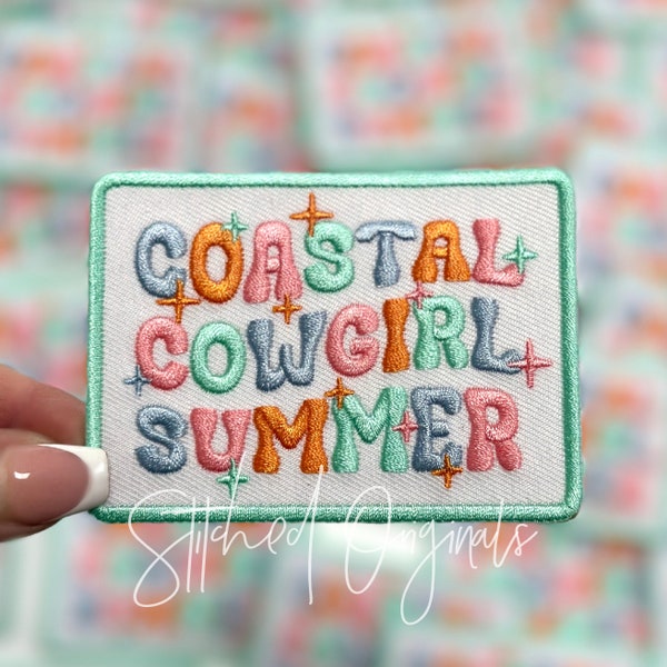 Costal Cowgirl Summer Patch, Trucker Cap Patch, Iron On, DIY patch, Cowgirl Patch, Preppy Patch