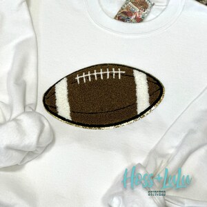 Chenille Football Patch, Gold Glitter, 9 Inch, DIY Game Day