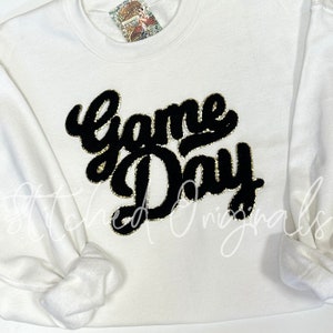 NEW Black Game Day Chenille Patch, iron on patch, game day, diy patch
