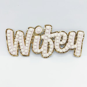 Wifey Faux Pearl Patch, Pale Pink & Gold Glitter