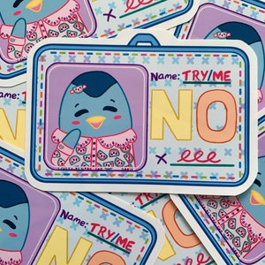 GEEN ID-kaart: grote gestanste enkele kawaiisticker van glanzend vinyl