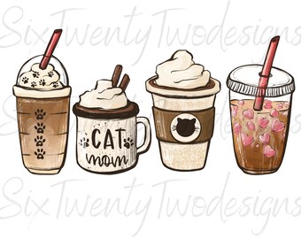 CAT Mom Coffee Lover Ready to Press Sublimation Transfer