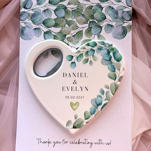 Personalized Wedding Favor Bottle Opener Magnet with Thank You Card / Wedding Gift For Guest / Thank You Gifts / Bulk Party Favors