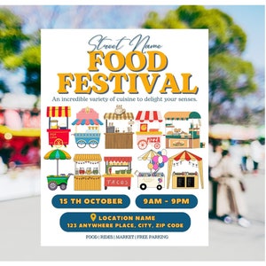Food Festival Flyer: Street Party Template (Digital Download)