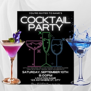 Elegant COCKTAIL Party Invitation - Digital Download, Edit in Canva, Print or Send Electronically,