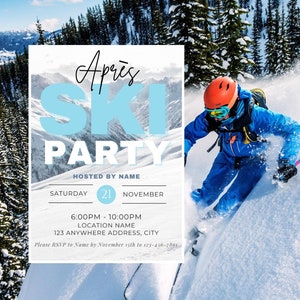 Après Ski Party Invitation Digital Download Template, 5 x 7 Inches, Edit in Canva