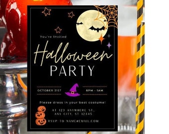 ハロウィンパーティー招待状 - デジタルダウンロードテンプレート