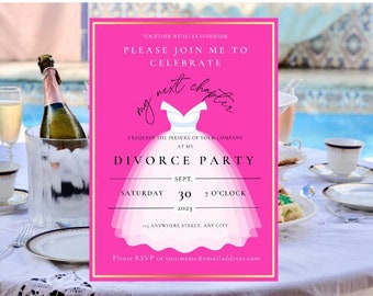 Pink Divorce Party Digital Invitation Template