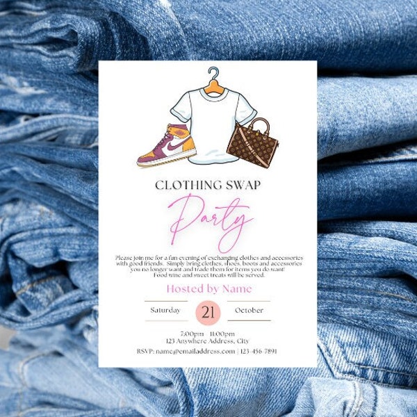 Clothing Swap Party Invitation Digital Download, Edit in Canva PRO