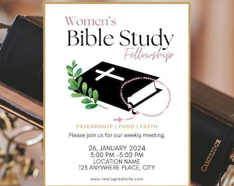 Women's Bible Study Fellowship Meeting Flyer, Invitation, Social Media Post -  Digital Download Template