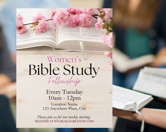 Women&#39;s Bible Study Fellowship Meeting Flyer, Invitation, Social Media Post -  Digital Download Template