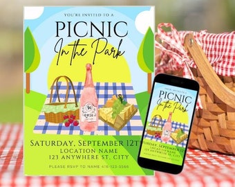 Picnic in the Park Party Invitation Template (Digital Download)