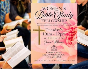 Women's Bible Study Fellowship Meeting Flyer, Invitation, Social Media Post -  Digital Download Template