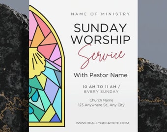 Sunday Worship Service, Church Flyer, Social Media Post -  Digital Download Template, Edit in Canva