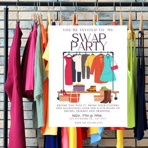 Clothing Swap Party Invitation Template: Editable Canva Flyer (Digital Download)