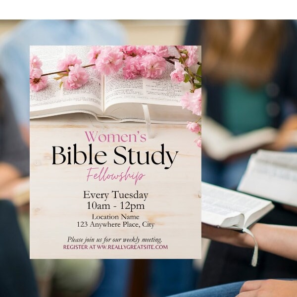 Women's Bible Study Fellowship Meeting Flyer, Invitation, Social Media Post -  Digital Download Template