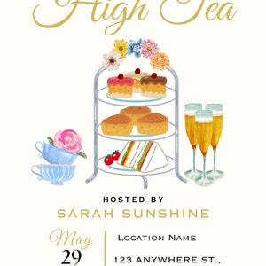 High Tea Digital Download Invitation - Edit in Canva With Free Design ...