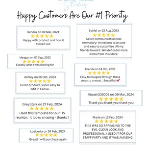 Our goal is to create beautiful designs that you enjoy and are easy to edit and use.  Here are a few of our 5 star reviews.