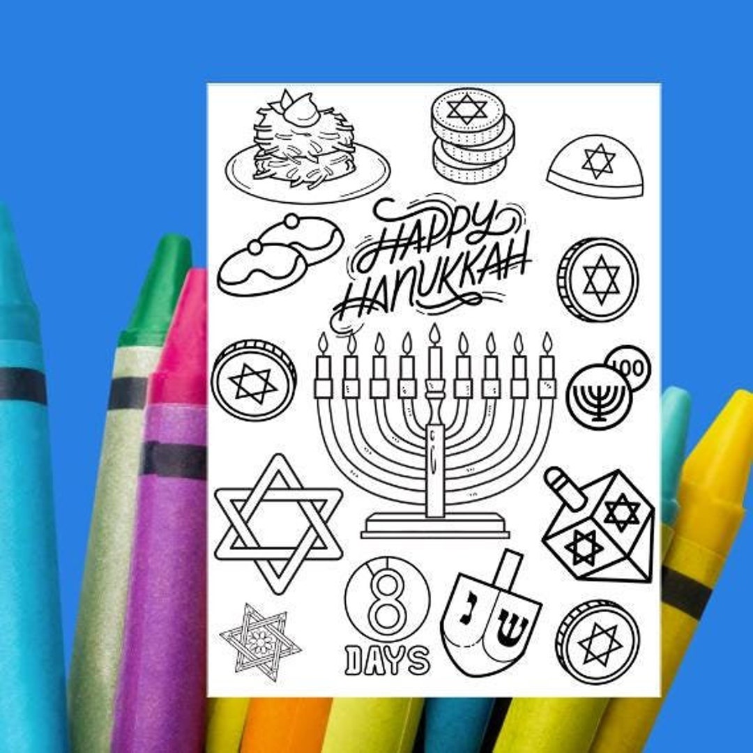 Happy Hanukkah Coloring Page - Digital Download - Fun Hanukkah Activity ...