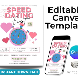 Plantilla de folleto para evento de citas rápidas: Noche de solteros, redes sociales (descarga digital)