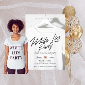 Invito digitale alla festa White Lies - 5 x 7, modifica in Canva
