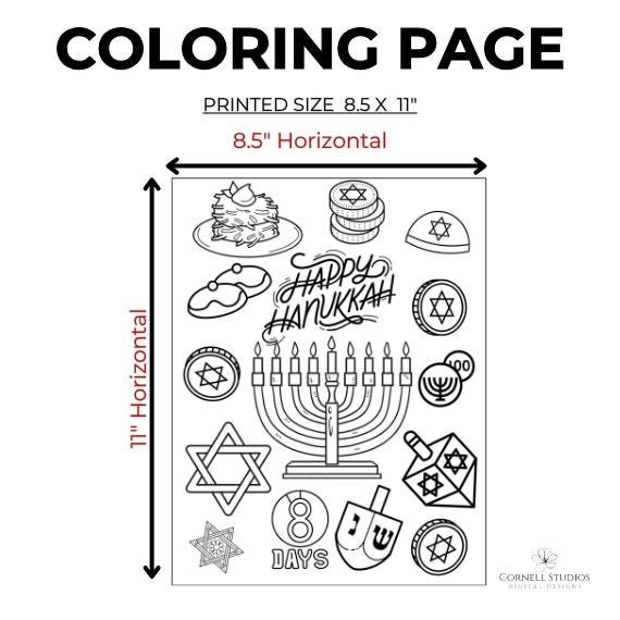 Happy Hanukkah Coloring Page - Digital Download - Fun Hanukkah Activity ...