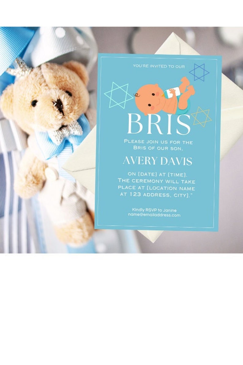 Bris Invitation - Digital Download Template, Jewish Ceremony Service ...