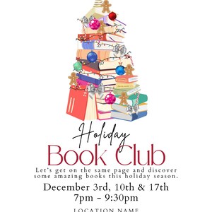 Host a Book Club for you and your friends this holiday season.  This invitation will set the tone for the perfect gathering. Simply edit your digital invitation in Canva to customize it for your needs.