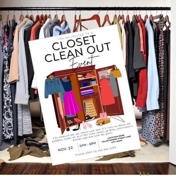 Closet Cleanout Party Invitation Template: Editable Canva  display picture 2
