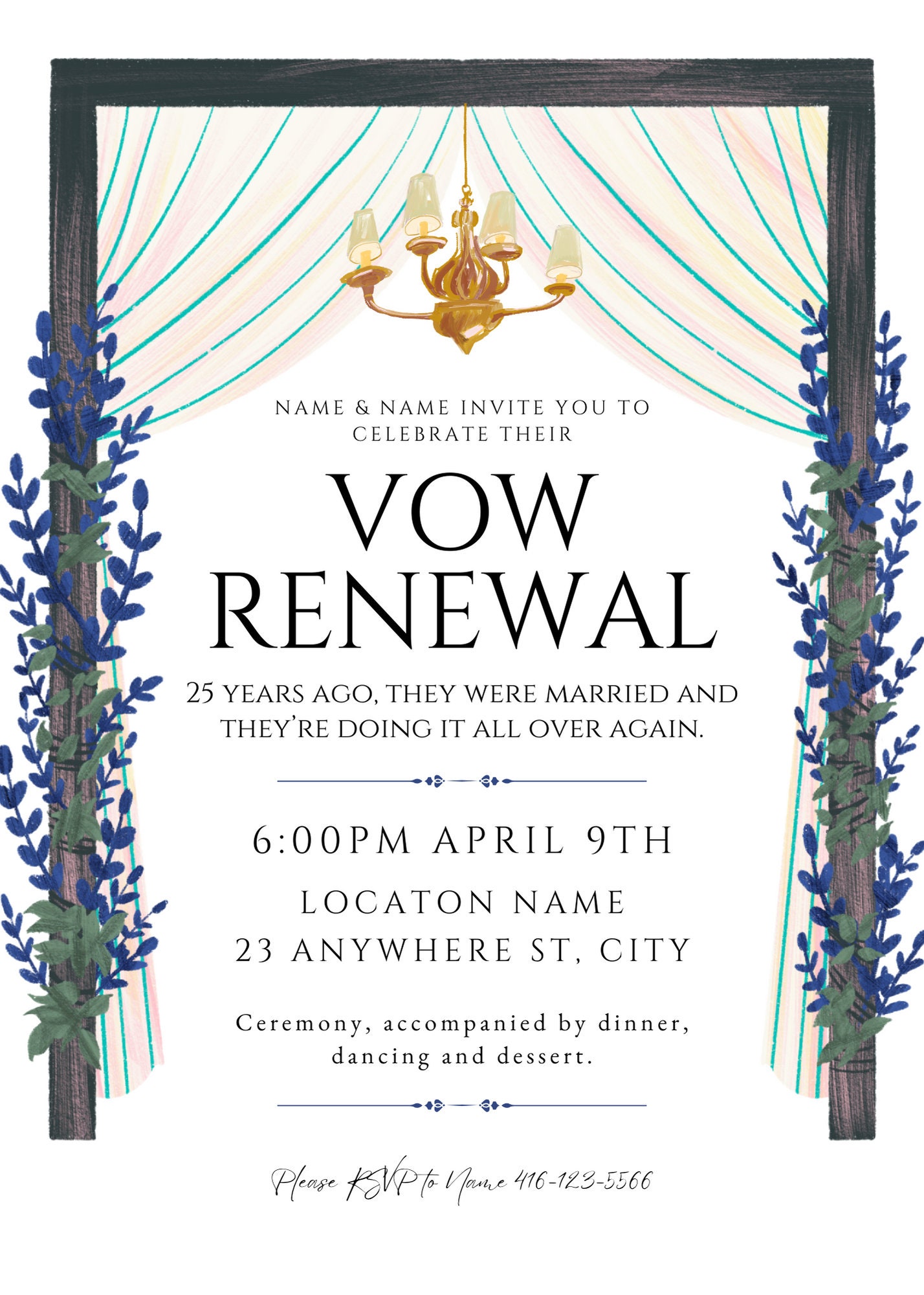 Wedding VOW RENEWAL Party Invitation - Digital Download, Edit in Canva Wedding VOW RENEWAL Party Invitation - Digital Download, Edit in Canva