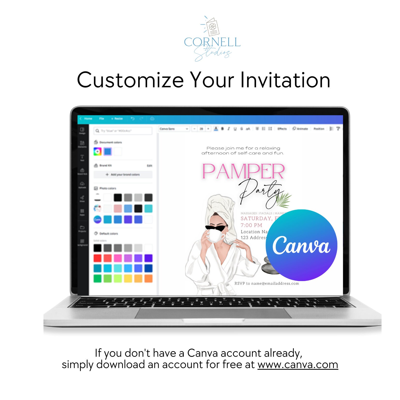 Pamper Party Invitation Digital Download Template, Edit in Canva Pro - Etsy