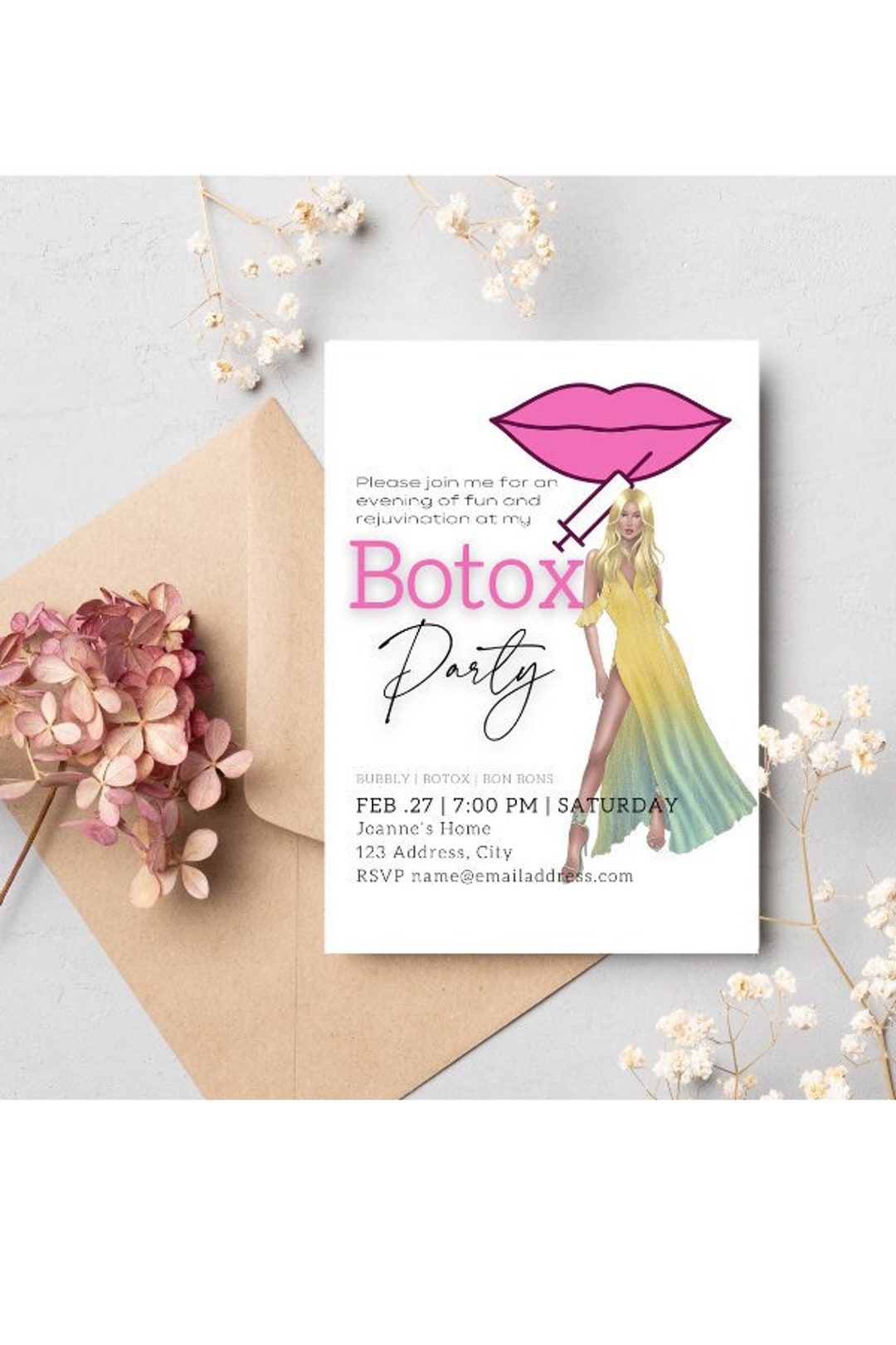 Botox Party Invitation Digital Download Template Etsy