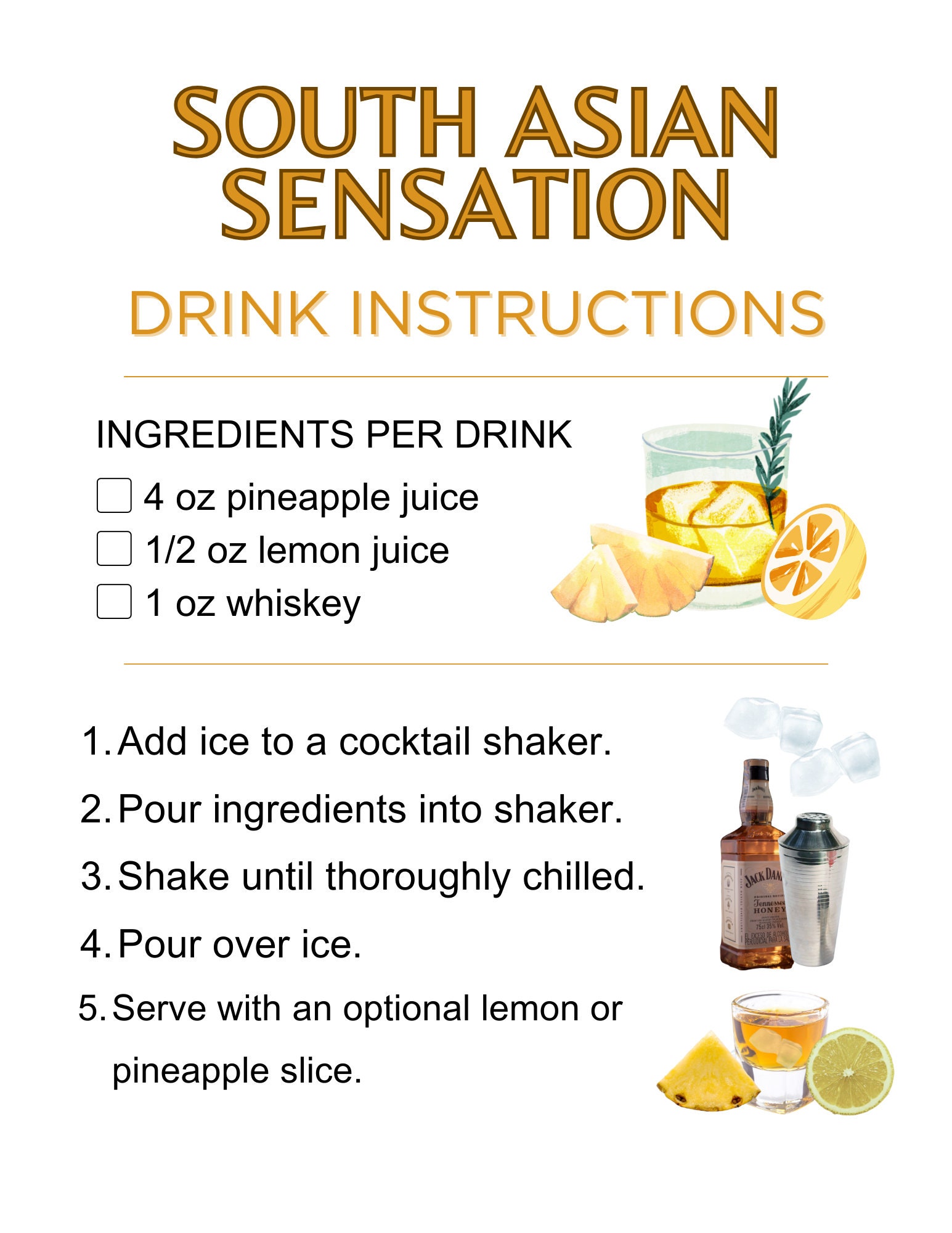 Signature Drink Signage With Recipe Instructions Digital Download, Edit ...