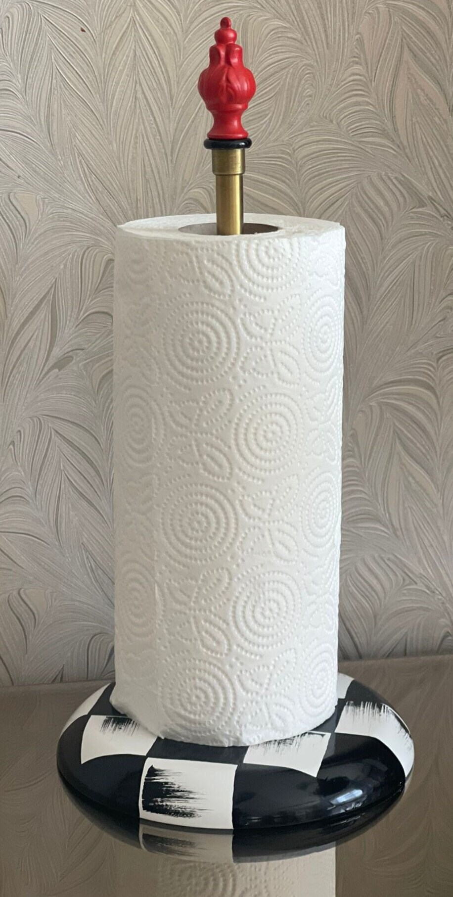 Checkered Paper Towel Holder Black and White Bathroom Decor, Hand Towel ...