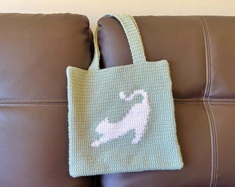 Crochet Tote Pattern, Cat, Pixel Art, Minimalist Animal (PDF Pattern)