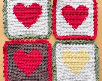 Super easy crochet heart coaster pattern / pixel art crochet / Valentine's day /