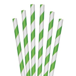 7.75&quot; Green Striped Giant Paper Straws  1 case 2800 ct.