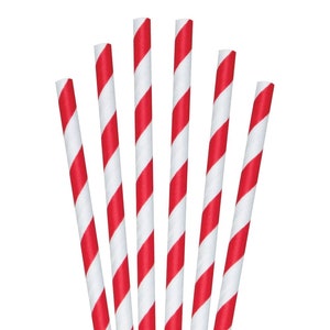 10&quot; Red Striped Giant Paper Straws 1 case 2800 ct