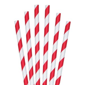 7.75&quot; Red Striped Jumbo Paper Straws 1 case 4800 ct.