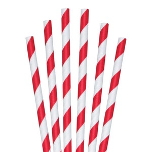 7.75&quot; Red Striped Giant Paper Straws 1 case 2800 ct.