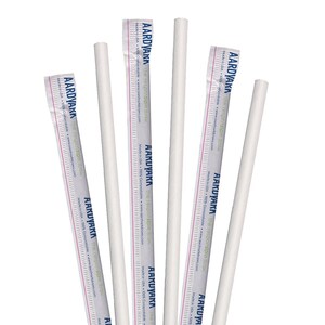 7.75&quot; Wrapped White Jumbo Paper Straws 1 case 3200 ct.