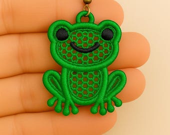 FSL Earrings. Machine Embroidery Designs. Frog Lace Earrings. 4x4 Hoop. Instant Download. PES and Other Formats.