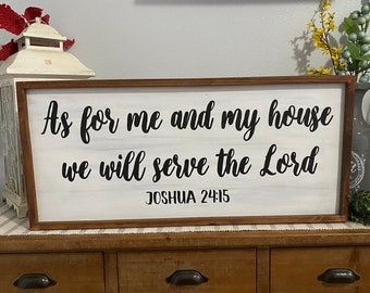 Scripture Wall Decor Wood Sign - Joshua 24:15, Christian Home Decor