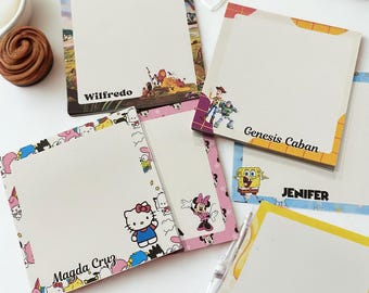 Personalized Cartoon Sticky Notes Set of Three (3) | Custom Notepad Pack Gift