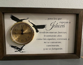 Personalized/ custom table clock /Isaias 40:31 - Desk, mantel or tabletop framed clock