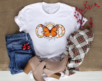 Short sleeve T-Shirt with Bible Verse "Choosing God"| Inspirational Butterfly shirt