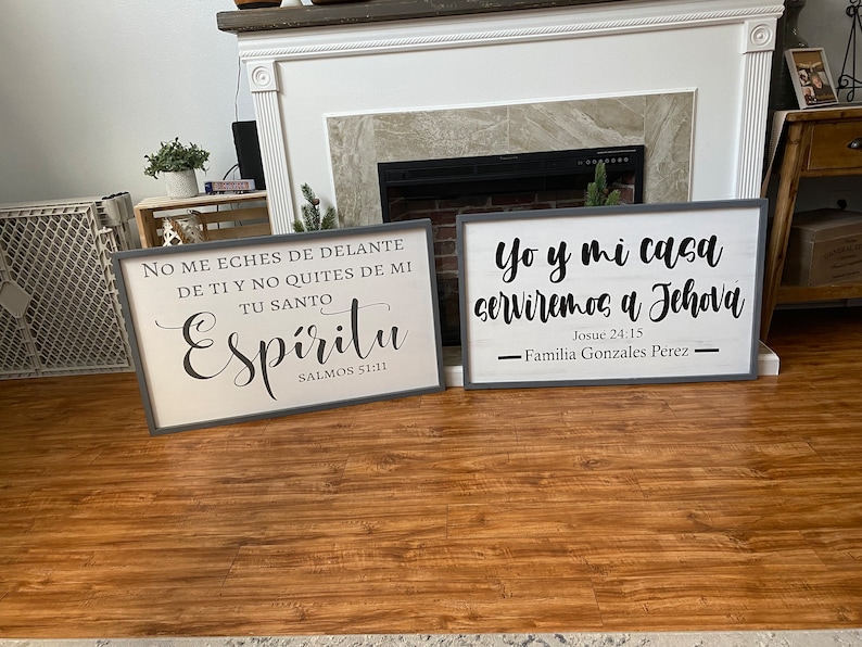 Cuadro con versículo de Josue 24:15 - Yo y mi casa serviremos a Jehová
Joshua 24:15- Spanish Scripture/ farmhouse wall decor/Bible verse/faith wall art/ gift for any occasion/ Custom plaque