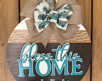 Welcome Home Round Wood Sign: Door Decor